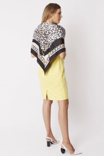 JAYLEY Cream Silk Blend Animal Print Scarf