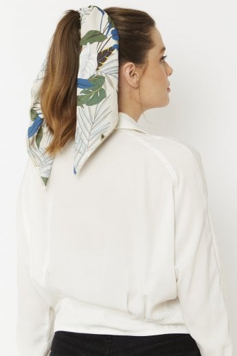 JAYLEY Cream Silk Blend Hair Scarf