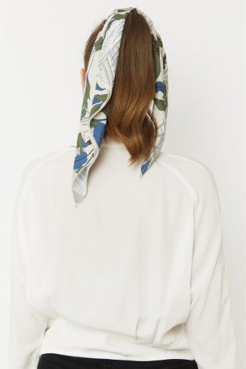 JAYLEY Cream Silk Blend Hair Scarf