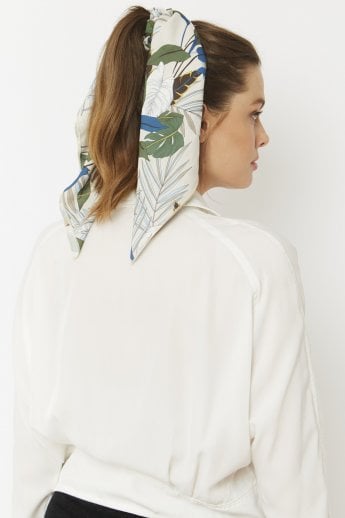 JAYLEY Cream Silk Blend Hair Scarf