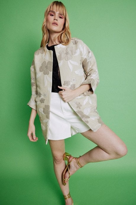 JAYLEY Cream Silk Blended Print Jacket