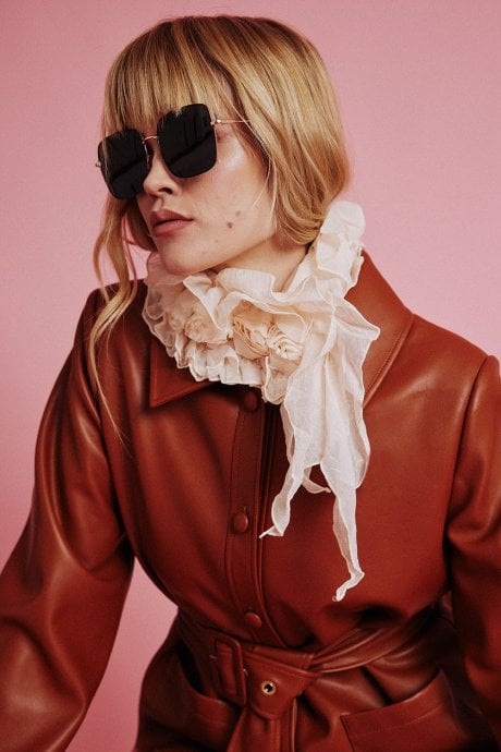 JAYLEY Cream Silk Chiffon Neck Scarf