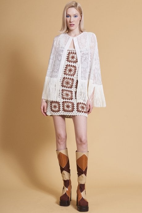 JAYLEY Cream Silk Devore Cape