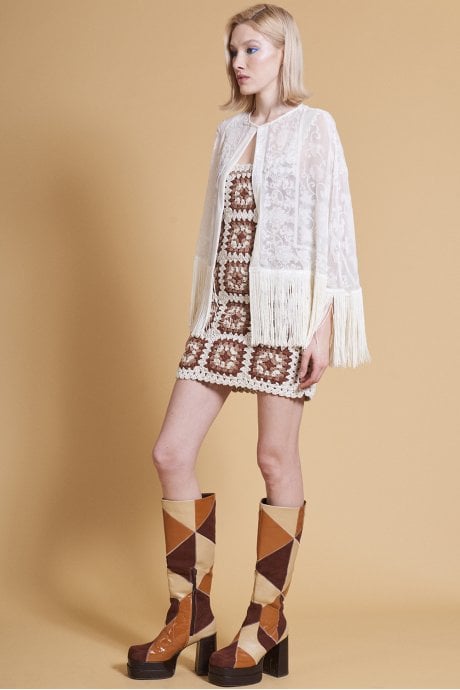 JAYLEY Cream Silk Devore Cape