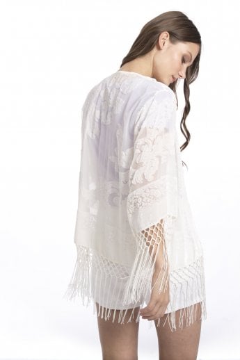JAYLEY Cream Silk Devore Kimono