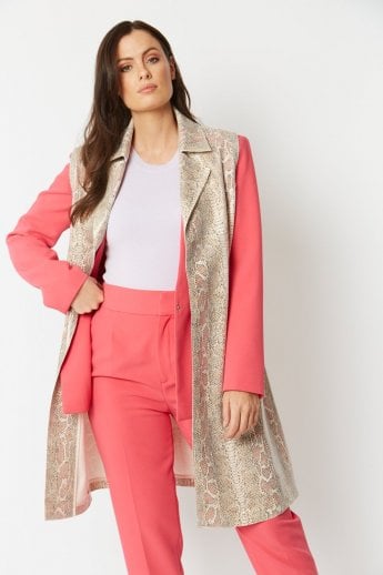 JAYLEY Cream Snake Print Faux Suede Gilet | Waistcoat