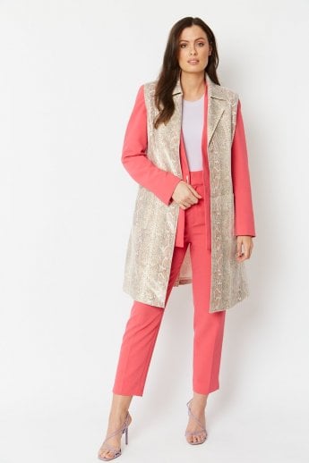 JAYLEY Cream Snake Print Faux Suede Gilet | Waistcoat