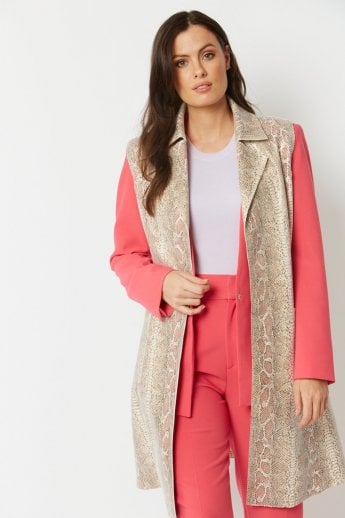 JAYLEY Cream Snake Print Faux Suede Gilet | Waistcoat