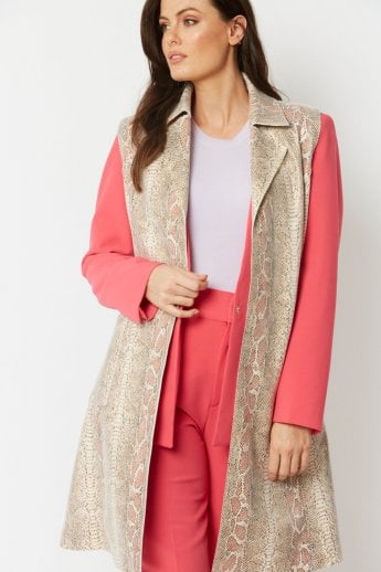 JAYLEY Cream Snake Print Faux Suede Gilet | Waistcoat