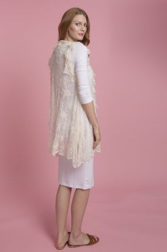 JAYLEY Cream Vintage Lace Gilet | Waistcoat
