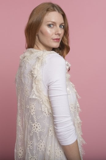 JAYLEY Cream Vintage Lace Gilet | Waistcoat