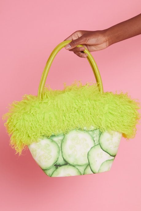 JAYLEY Cucumber Eco Faux Fur Bag