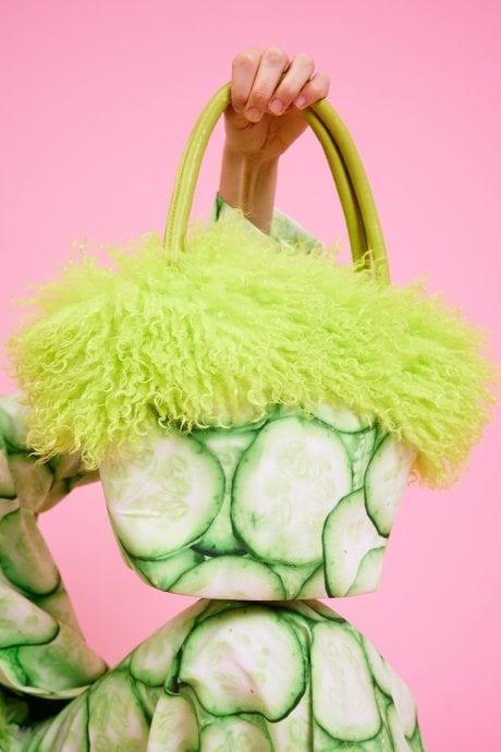JAYLEY Cucumber Eco Faux Fur Bag