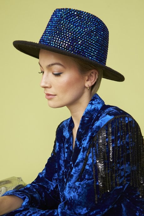 JAYLEY Dark Blue Sequin Jackson Top Hat