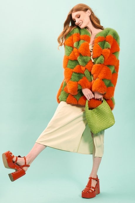 JAYLEY Delilah Diamond Faux Fur Coat