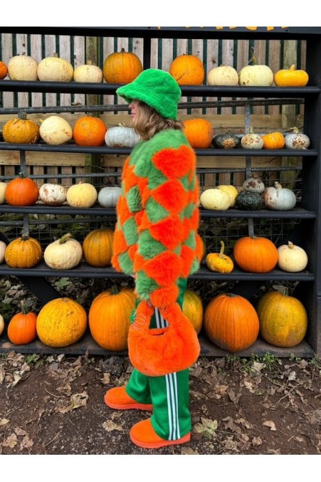 JAYLEY Delilah Diamond Faux Fur Coat