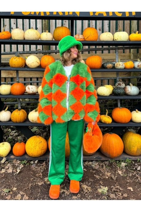 JAYLEY Delilah Diamond Faux Fur Coat