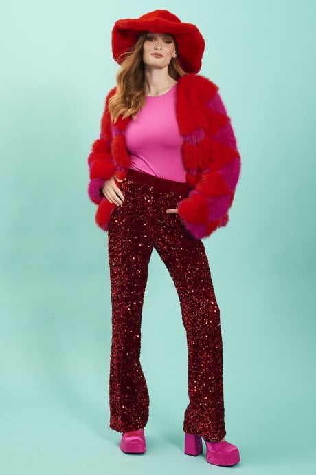 JAYLEY Delilah Diamond Faux Fur Jacket