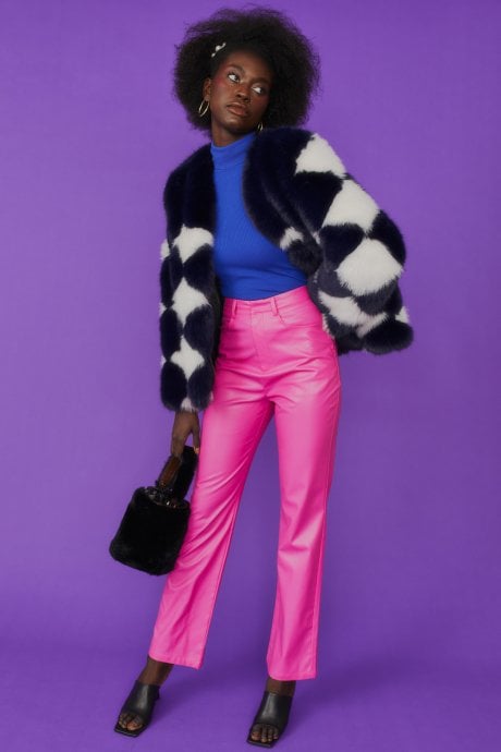 JAYLEY Delilah Diamond Faux Fur Jacket