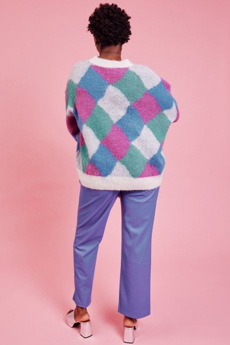 JAYLEY Diamond Design Fluffy Jumper