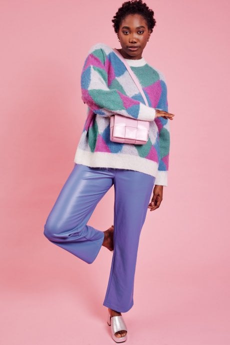 JAYLEY Diamond Design Fluffy Jumper