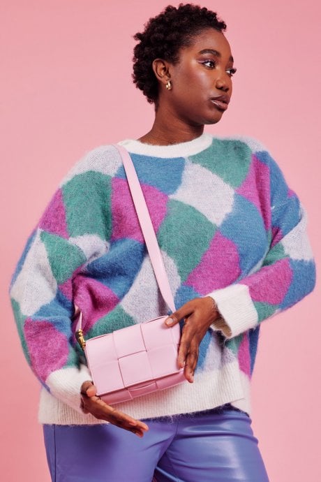 JAYLEY Diamond Design Fluffy Jumper