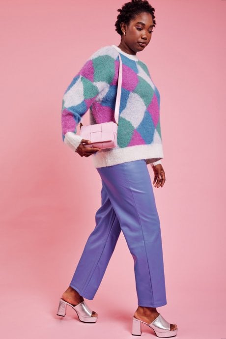 JAYLEY Diamond Design Fluffy Jumper