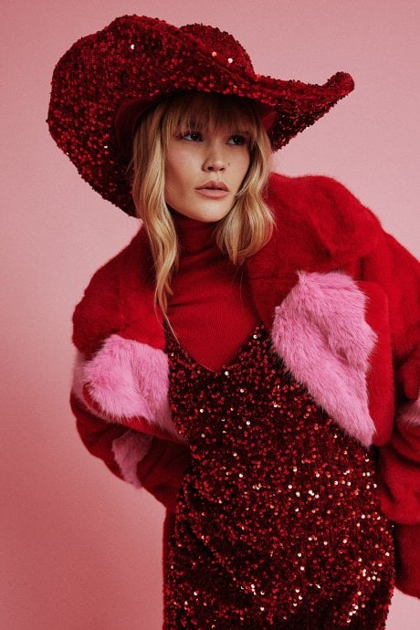 JAYLEY Eco Bamboo Faux Fur Coat With Love Heart Detailing