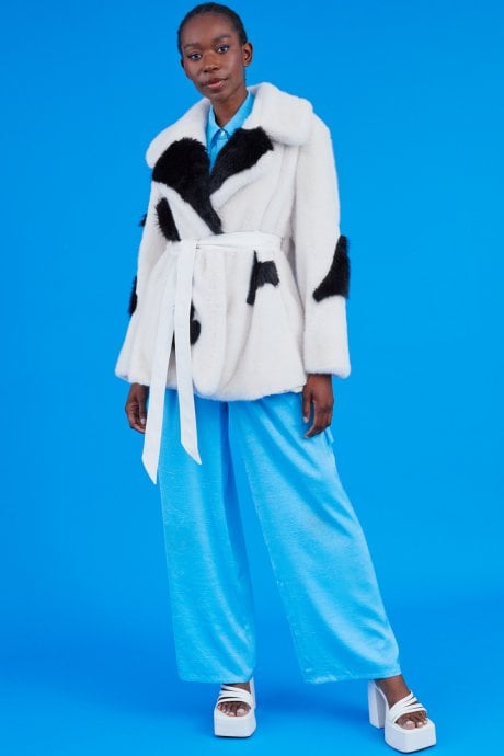 JAYLEY Eco Bamboo Faux Fur Coat With Love Heart Detailing