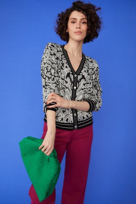 JAYLEY Eco-Friendly Banana Peel Cardigan In Black