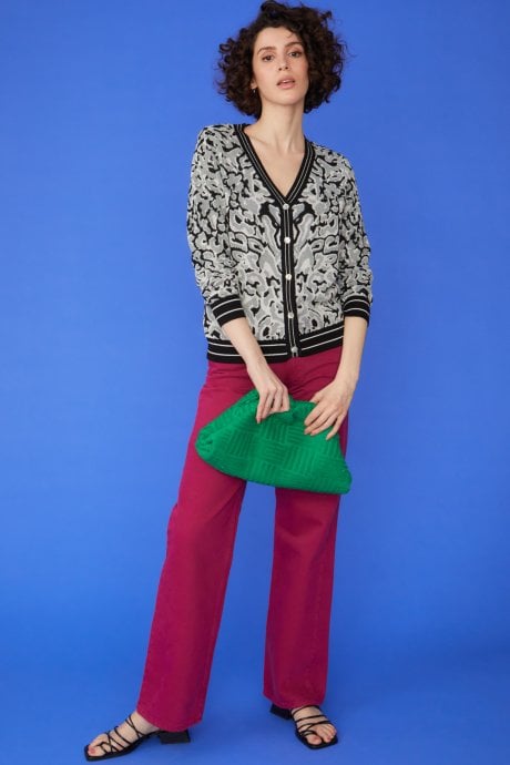 JAYLEY Eco-Friendly Banana Peel Cardigan in Black