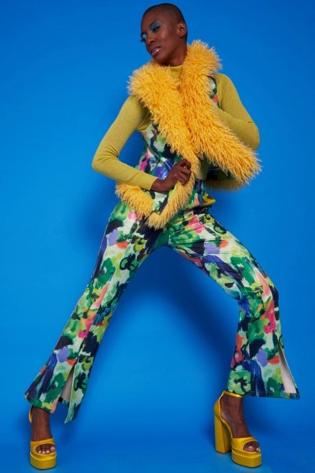 JAYLEY Eco Leather Faux Shearling Trim Gilet | Waistcoat