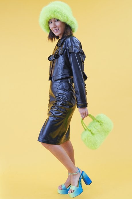 JAYLEY Eco Leather High-Waisted Skirt