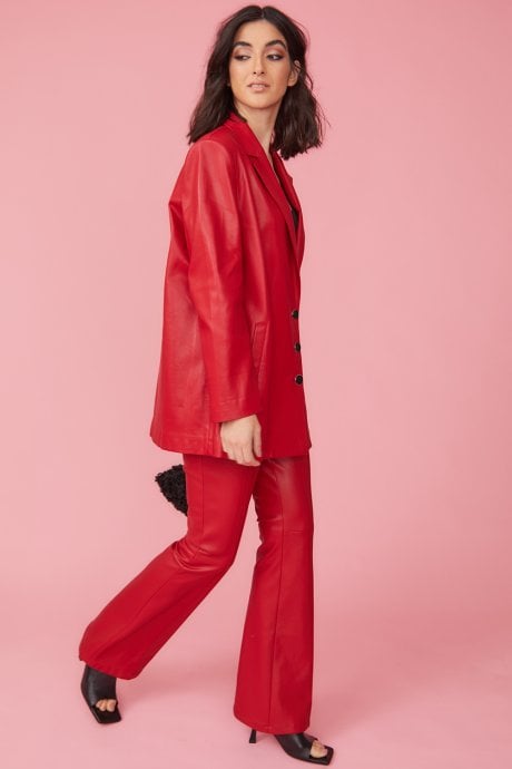 JAYLEY Eco Leather Long Blazer