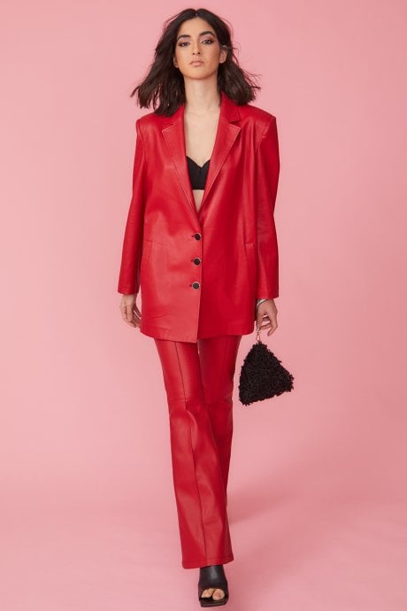 JAYLEY Eco Leather Long Blazer