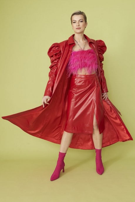 JAYLEY Eco Leather Red Skirt