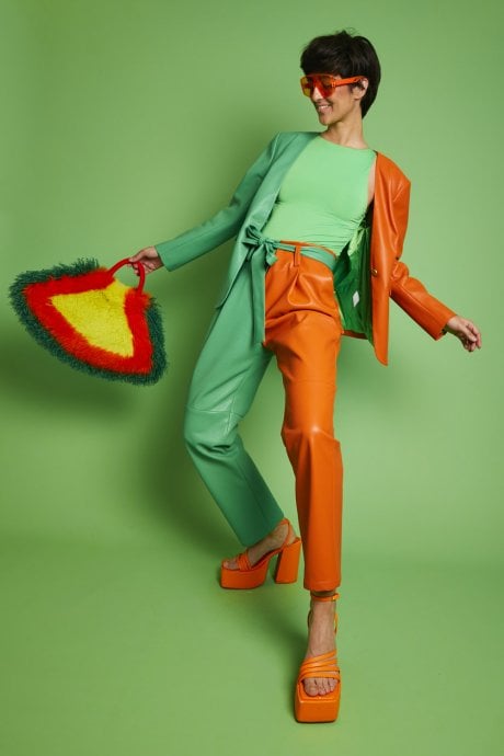 JAYLEY Eco Leather Shamrock Suit Blazer