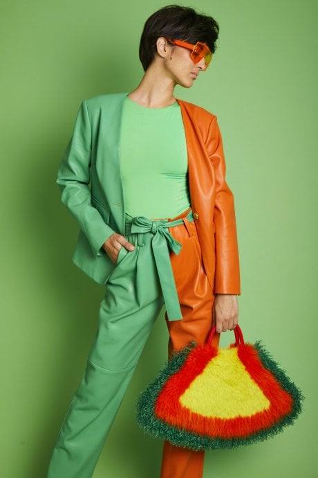 JAYLEY Eco Leather Shamrock Suit Blazer