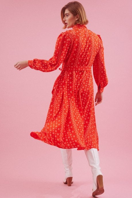 JAYLEY Eco Silk Midi Metallic Shirt Dress