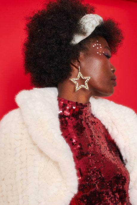 JAYLEY Fabric Knot Headband With Embroidered And Diamané Detail