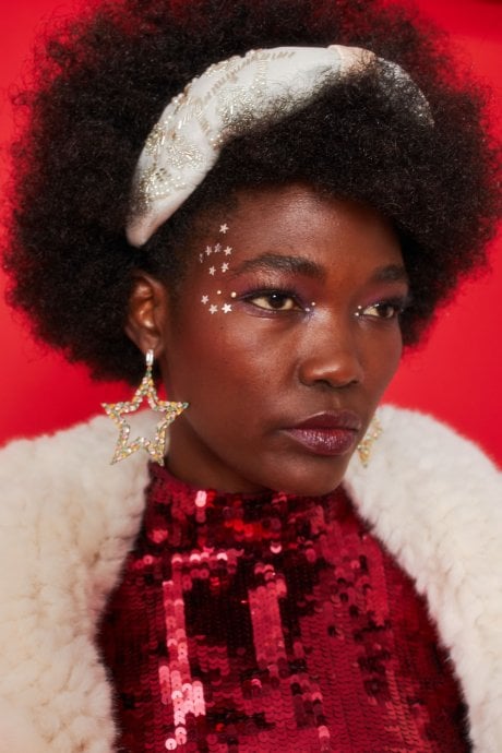 JAYLEY Fabric Knot Headband with Embroidered and diamané detail