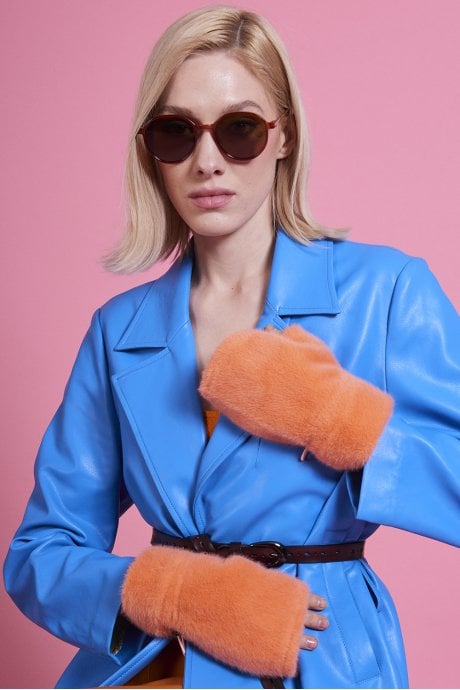 JAYLEY Faux Fur Adjustable Fingerless Gloves