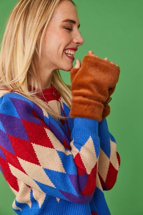 JAYLEY Faux Fur Adjustable Fingerless Gloves