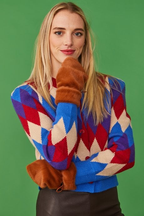 JAYLEY Faux Fur Adjustable Fingerless Gloves