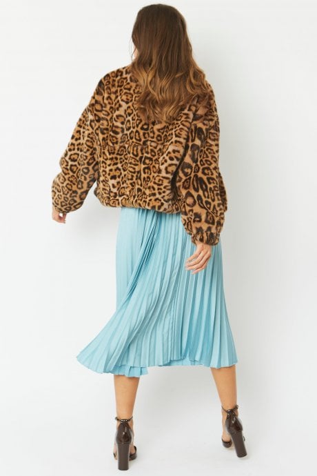 JAYLEY Faux Fur Animal Print Jacket