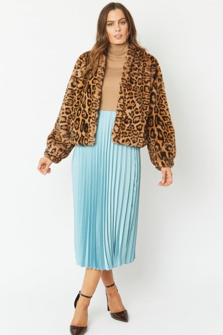 JAYLEY Faux Fur Animal Print Jacket