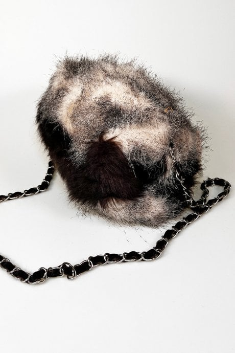 JAYLEY Faux Fur Bag with Muff and Chain Strap