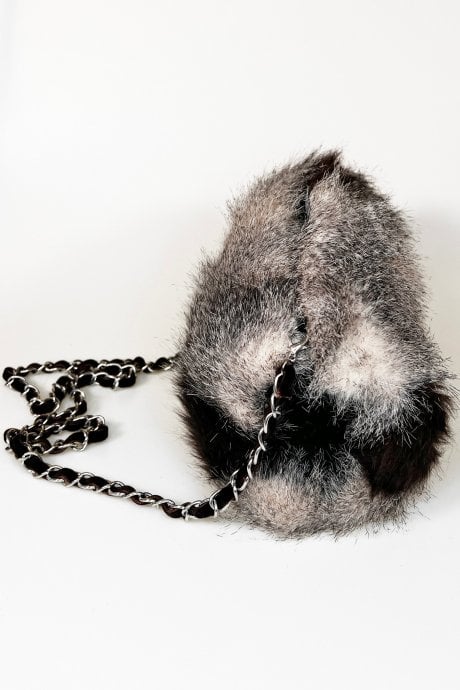 JAYLEY Faux Fur Bag with Muff and Chain Strap