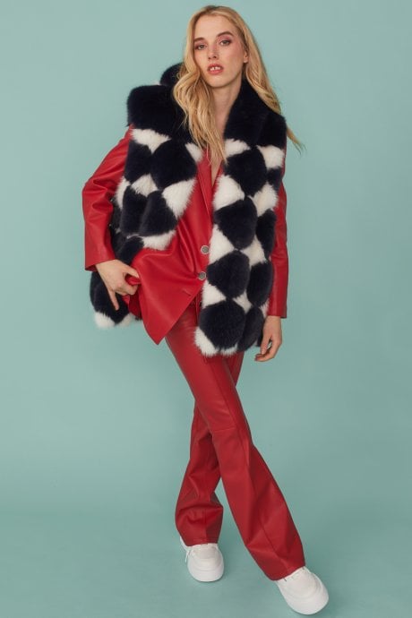 JAYLEY Faux Fur Block Gilet | Waistcoat With Hood