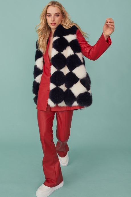 JAYLEY Faux Fur Block Gilet | Waistcoat With Hood